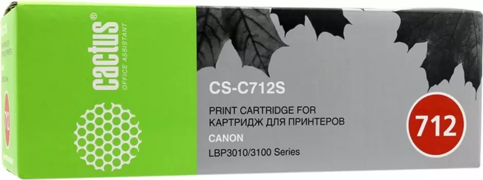 Картридж лазерный Cactus CS-C712S (712), черный, 1500 страниц, совместимый для Canon LBP3010/3100 series