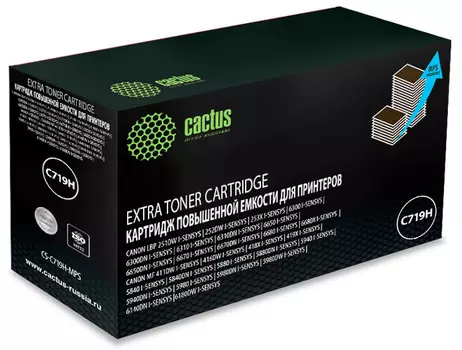 Картридж лазерный Cactus CS-C719H-MPS (719H/3480B002), черный, 8000 страниц, совместимый для Canon MF5840dni-Sensys/MF5880dni; LBP6300i/6650i