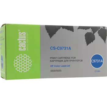 Картридж лазерный Cactus CS-C9731AR (C9731A), голубой, 12000 страниц, совместимый, для CLJ 5550hdn / 5550 / 5550dn / 5550dtn / 5550n / 5500 / 5500dn / 5500dtn / 5500hdn / 5500n
