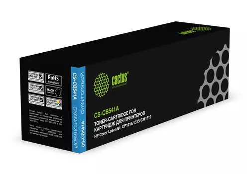 Картридж лазерный Cactus CS-CB541A (CB541A), голубой, 1400 страниц, совместимый для Color LaserJet CP1215 / CP1515n / CM1312 / CM1312nfi