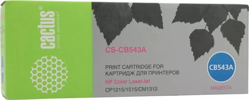 Картридж лазерный Cactus CS-CB543A (CB543A), пурпурный, 1400 страниц, совместимый для Color LaserJet CP1215 / CP1515n / CM1312 / CM1312nfi