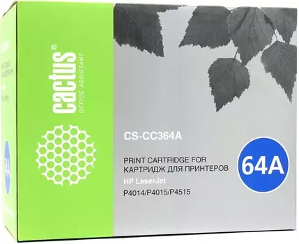 Картридж лазерный Cactus CS-CC364A (CC364A), черный, 10000 страниц, совместимый для LaserJet P4014dn / P4014 / P4014n / P4015dn / P4015n / P4015tn / P4015x / P4515n / P4515tn / P4515x / P4515xm