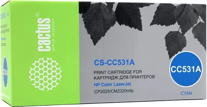 Картридж лазерный Cactus CS-CC531A (CC531A), голубой, 2800 страниц, совместимый для Color LaserJet CP2025 / CM2320nf / CM2320fxi / CP2025n / CP2025dn