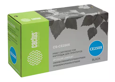 Картридж лазерный Cactus CS-CE250X (CE250X), черный, 10500 страниц, совместимый для Color LaserJet CM3530 / CM3530fs / CM3525dn / CM3525n / CP3525x