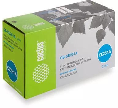 Картридж лазерный Cactus CS-CE251A (CE251A), голубой, 7000 страниц, совместимый для Color LaserJet CM3530 / CM3530fs / CM3525dn / CM3525n / CP3525x