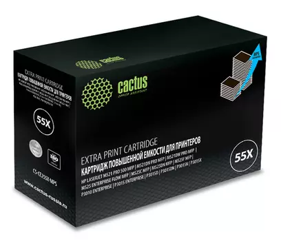 Картридж лазерный Cactus CS-CE255X-MPS (55X/CE255X), черный, 15000 страниц, совместимый для LJ P3015