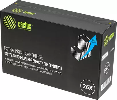 Картридж лазерный Cactus CS-CF226X-MPS (26X/CF226X), черный, 12000 страниц, совместимый для LJ M402d/M402n/M426dw/M426fdn/M426fdw