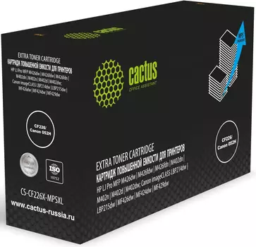 Картридж лазерный Cactus CS-CF226X-MPSXL (CF226X), черный, 15000 страниц, совместимый для LJ Pro MFP M426dw/LJ Pro MFP M426fdw/LJ Pro MFP M426fdn/LJ Pro MFP M402dn/LJ Pro MFP M402n/LJ Pro MFP M402d/LJ Pro MFP M402dw/imageCLASS LBP214dw/imageCLASS LBP215dw/imageCLASS MF426dw/imageCLASS MF424dw/imageCLASS MF429dw
