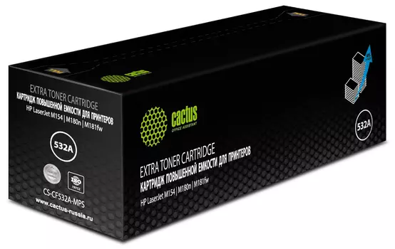 Картридж лазерный Cactus CS-CF532A-MPS (CF532A-MPS), желтый, 2700 страниц, совместимый для LJ M154/M180n/M181fw без чипа