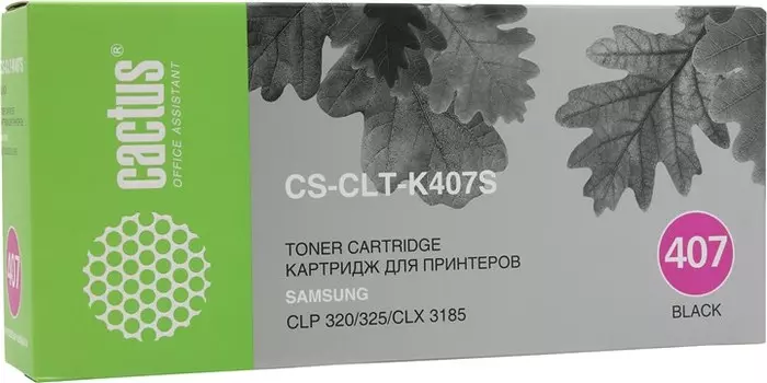Картридж лазерный Cactus CS-CLT-K407S (CLT-K407S), черный, 1500 страниц, совместимый для Samsung CLP-320/325 series, CLX-3185 series