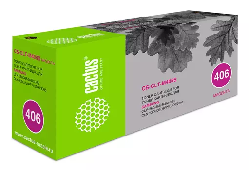 Картридж лазерный Cactus CS-CLT-M406S (CLT-M406S), пурпурный, 1000 страниц, совместимый для Samsung CLP-360/365/365W, CLX-3300/3305/3305W/3305FW/3305FN, Xpress C410/C460