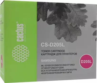 Картридж лазерный Cactus CS-D205L (MLT-D205L), черный, 5000 страниц, совместимый для Samsung ML-331x/371x Series,SCX-483x/563x/573x Series