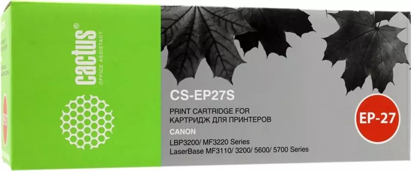 Картридж лазерный Cactus CS-EP27S (EP-27), черный, 2700 страниц, совместимый для Canon LBP3200, i-Sensys MF3220 series, LaserBase MF3110/MF3200/MF5600/NF5700 series
