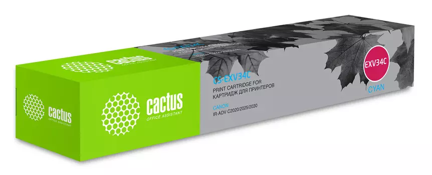 Картридж лазерный Cactus CS-EXV34C (C-EXV34C/3783B002), голубой, 19000 страниц, совместимый для Canon IR Advance C2030L/C2030i/C2020L/C2020i/C2025i