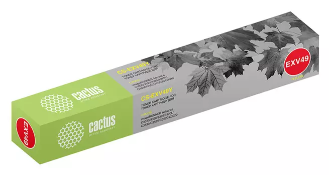 Картридж лазерный Cactus CS-EXV49Y (C-EXV49Y/8527B002), желтый, 19000 страниц, совместимый для Canon IR C3320/C3320i/C3325i/C3330i/C3500/C3520i MFP/C3525i MFP/C3530i