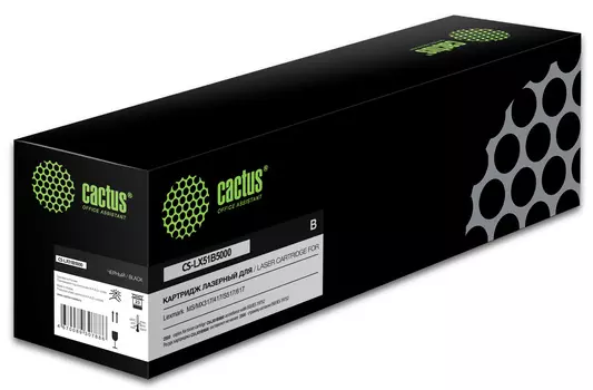 Картридж лазерный Cactus CS-LX51B5000 (51B5000), черный, 2500 страниц, совместимый для Lexmark MS/MX317/ 417/ 517/ 617