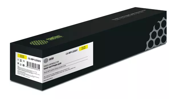 Картридж лазерный Cactus CS-MPC2550Y (MPC2550Y/842058), желтый, 5500 страниц, совместимый для Ricoh MPC2030/C2050/C2530/C2550 без чипа
