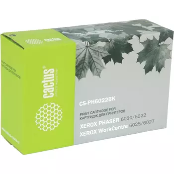 Картридж лазерный Cactus CS-PH6022BK (106R02763), черный, 2000 страниц, совместимый для Xerox Phaser 6020/6022, WC 6025/6027