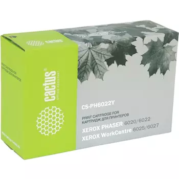 Картридж лазерный Cactus CS-PH6022Y (106R02762), желтый, 1000 страниц, совместимый для Xerox Phaser 6020/6022, WC 6025/6027