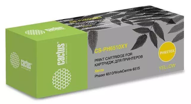 Картридж лазерный Cactus CS-PH6510XY (106R03695), желтый, 4300 страниц, совместимый для Xerox Phaser 6510/WC6515