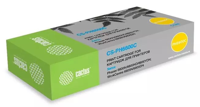 Картридж лазерный Cactus CS-PH6600C (106R02233), голубой, 6000 страниц, совместимый для Xerox Ph 6600/WC 6605 барабан в комплекте