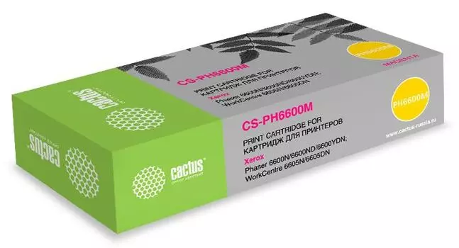 Картридж лазерный Cactus CS-PH6600М (106R02234), пурпурный, 6000 страниц, совместимый для Xerox Phaser 6600 /WorkCentre 6605