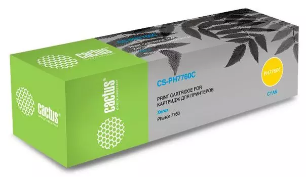 Картридж лазерный Cactus CS-PH7760C (106R01160), голубой, 25000 страниц, совместимый для Xerox Phaser 7760/7760dn/7760dx/7760dxf