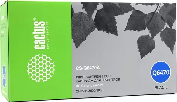 Картридж лазерный Cactus CS-Q6470A (Q6470A), черный, 6000 страниц, совместимый для 3600 / 3600n / 3600dn