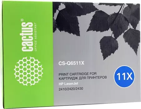 Картридж лазерный Cactus CS-Q6511X (Q6511X), черный, 12000 страниц, совместимый для LaserJet 2420dn / 2420 / 2420d / 2420n / 2430dtn / 2430t / 2430tn