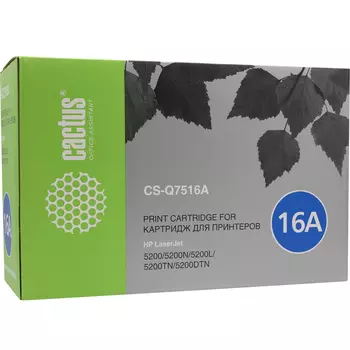 Картридж лазерный Cactus CS-Q7516AR (Q7516A), черный, 12000 страниц, совместимый для LaserJet 5200dtn / 5200 / 5200L / 5200tn