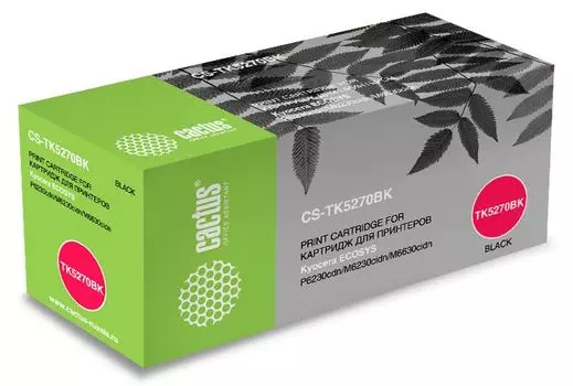 Картридж лазерный Cactus CS-TK5270BK (TK-5270K/1T02TV0NL0), черный, 8000 страниц, совместимый для Kyocera P6230cdn/M6230cidn/M6630cidn