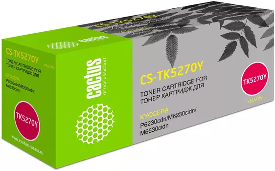 Картридж лазерный Cactus CS-TK5270Y (TK-5270Y/1T02TVANL0), желтый, 6000 страниц, совместимый для Kyocera P6230cdn/M6230cidn/M6630cidn