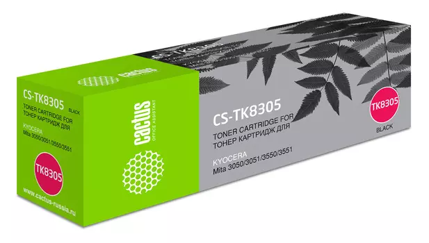 Картридж лазерный Cactus CS-TK8305 (TK-8305K/1T02LK0NL0), черный, 25000 страниц, совместимый для Kyocera 3050/3051/3550/3551