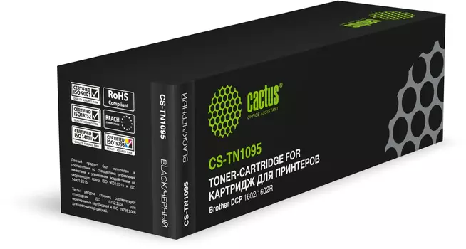 Картридж лазерный Cactus CS-TN1095 (TN-1095), черный, 1500 страниц, совместимый для Brother DCP 1602/1602R