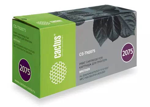 Картридж лазерный Cactus CS-TN2075 (TN-2075), черный, 2500 страниц, совместимый для Brother HL-2030/2040/2070, DCP-7010/7025, MFC 7420/7820