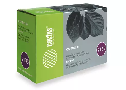 Картридж лазерный Cactus CS-TN2135 (TN-2135), черный, 1500 страниц, совместимый для Brother HL-2140R, HL-2142R, HL-2150NR, HL-2170WR, DCP-7030R, DCP-7032R, DCP-7040R, DCP-7045NR, MFC-7320R, MFC-7440NR, MFC-7840WR