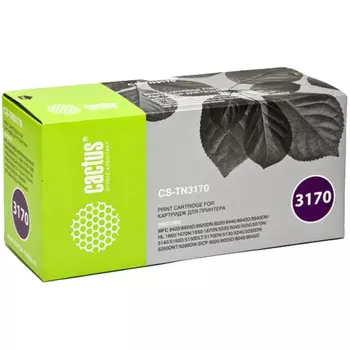 Картридж лазерный Cactus CS-TN3170 (TN-3170), черный, 7000 страниц, совместимый, для Brother HL-5240, HL-5240L, HL-5250DN, HL-5270DN, HL-5280DW, DCP-8060, DCP-8065DN, MFC-8460N, MFC-8860DN, MFC-8870DW