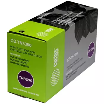 Картридж лазерный Cactus CS-TN3390 (TN-3390), черный, 12000 страниц, совместимый для Brother HL-6180DW, DCP-8250DN, MFC-8950DW