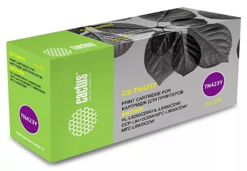 Картридж лазерный Cactus CS-TN423Y (TN-423Y), желтый, 4000 страниц, совместимый для Brother DCP L8410CDW/HL L8260CDW/MFC L8690CDW