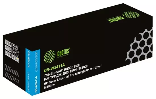 Картридж лазерный Cactus CS-W2411A (№216A/W2411A ), голубой, 850 страниц, совместимый для Color LJ Pro M155;MFP M182nw/M183fw с чипом