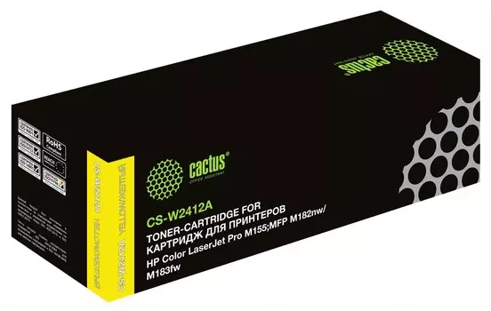 Картридж лазерный Cactus CS-W2412A (№216A/W2412A ), желтый, 850 страниц, совместимый для Color LJ Pro M155;MFP M182nw/M183fw с чипом