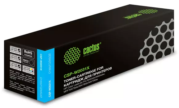 Картридж лазерный Cactus CSP-W2031X (№415X/W2031X), голубой, 6000 страниц, совместимый для Color LaserJet M454dn Pro/M454dw Pro/M479dw Pro MFP/M479fdn Pro MFP/M479fdw Pro MFP/M479fnw Pro MFP версия чипа: V2.3