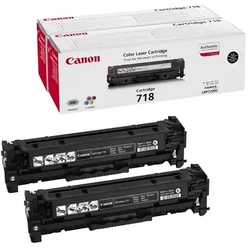 Картридж лазерный Canon 718 Bk/2662b005, черный, 2 шт. шт., 3400 страниц, оригинальный для Canon LBP-7200 / 7210 / 7310 / 7660 / 7680, MF-724 / 728 / 729 / 8330 / 8340 / 8350 / 8360 / 8380 / 8540 / 8550 / 8580