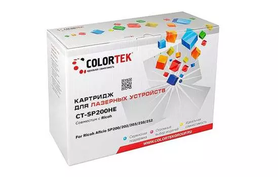 Картридж лазерный Colortek 135059 (SP-200HE/407262), черный, 2600 страниц, совместимый для Ricoh Aficio Ricoh Aficio SP 200, Ricoh Aficio SP 200N, Ricoh Aficio SP 200Nw, Ricoh Aficio SP 200S, Ricoh Aficio SP 201N, Ricoh Aficio SP 202S, Ricoh Aficio SP 202SN, Ricoh Aficio SP 203SF, Ricoh Aficio SP 203SFN, Ricoh Aficio SP 203SFNw, Ricoh Aficio SP 204SFN, Ricoh Aficio SP 204SN, Ricoh Aficio SP 210, Ricoh Aficio SP 210SF, Ricoh Aficio SP 210SU, Ricoh Aficio SP 212Nw, Ricoh Aficio SP 212SFNw, Ricoh Aficio SP 212SFw, Ricoh Aficio SP 212SUw, Ricoh Aficio SP 212w, Ricoh Aficio SP 213SFNw