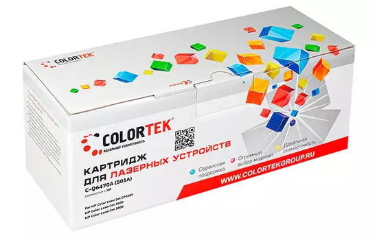 Картридж лазерный Colortek CK-Q6470ABk (501A/Q6470A), черный, 6000 страниц, совместимый для LJ 3600n/3600/3800/3600dn, CP3505n/CP3505 без чипа