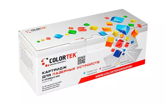 Картридж лазерный Colortek CT-CF400A/C-045 (№201A/045/CF400A/1242C002), черный, 1400 страниц, совместимый для M274/LaserJet Pro Color M252/M277