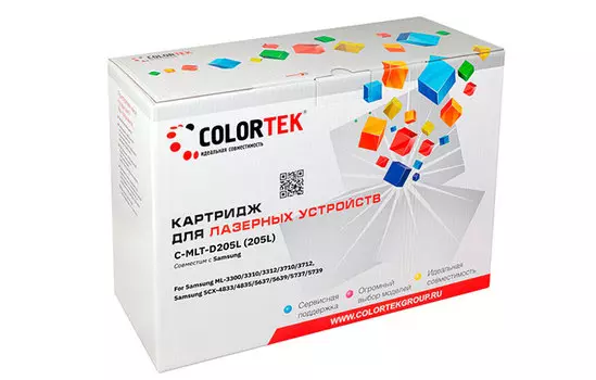 Картридж лазерный Colortek CT-MLTD205L (MLT-D205L), черный, 5000 страниц, совместимый для Samsung ML-3310/3710, SCX-4833/5637