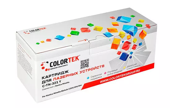 Картридж лазерный Colortek CT-TN321Y (TN-321Y/A33K250), желтый, 25000 страниц, совместимый для Konica Minolta bizhub C224/C284/C364
