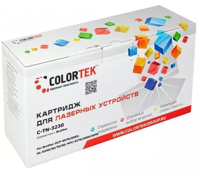 Картридж лазерный Colortek CT-TN-3230 (TN-3230), черный, 3000 страниц, совместимый для Brother Brother DCP-8070 / DCP-8085 / HL-5340 / HL-5350 / HL-5370 / HL-5380 / MFC-8370 / MFC-8880 / MFC-8890