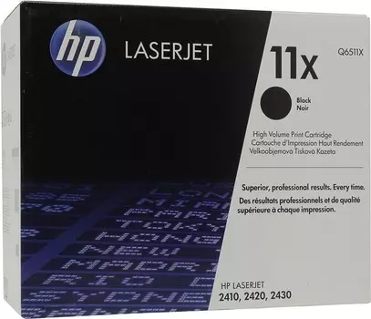 Картридж лазерный HP 11X/Q6511X, черный, 1шт., 12000 страниц, оригинальный, для HP LaserJet 2420dn / 2420 / 2420d / 2420n / 2430dtn / 2430t / 2430tn